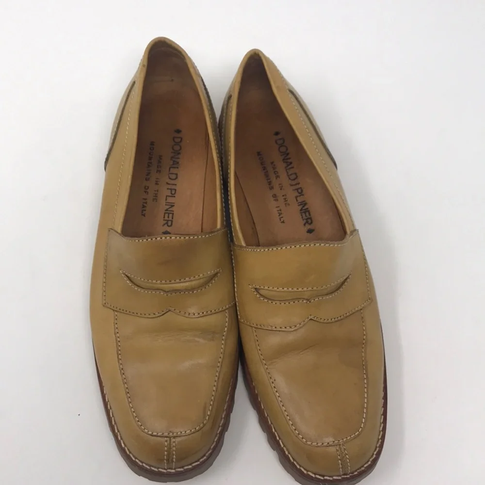 Donald J. Pliner Light Brown Leather Loafers - Picture 2 of 5